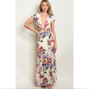 Cream Floral Maxi Dress